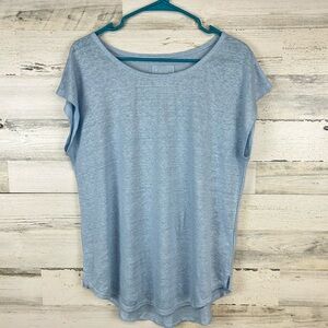 Sigrid Olsen Light Blue Linen Knit Cap Sleeve Top Women’s Size Large